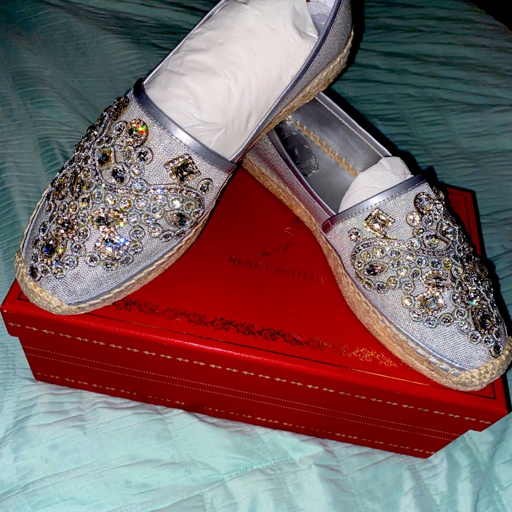 Rene caovilla espadrilles silver jewels
